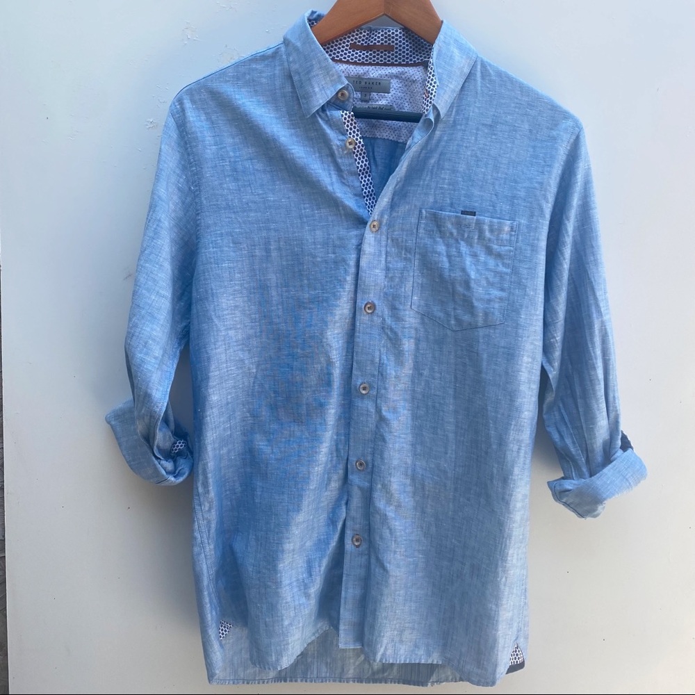 Ted Baker | Blue Linen Button Down Shirt 3